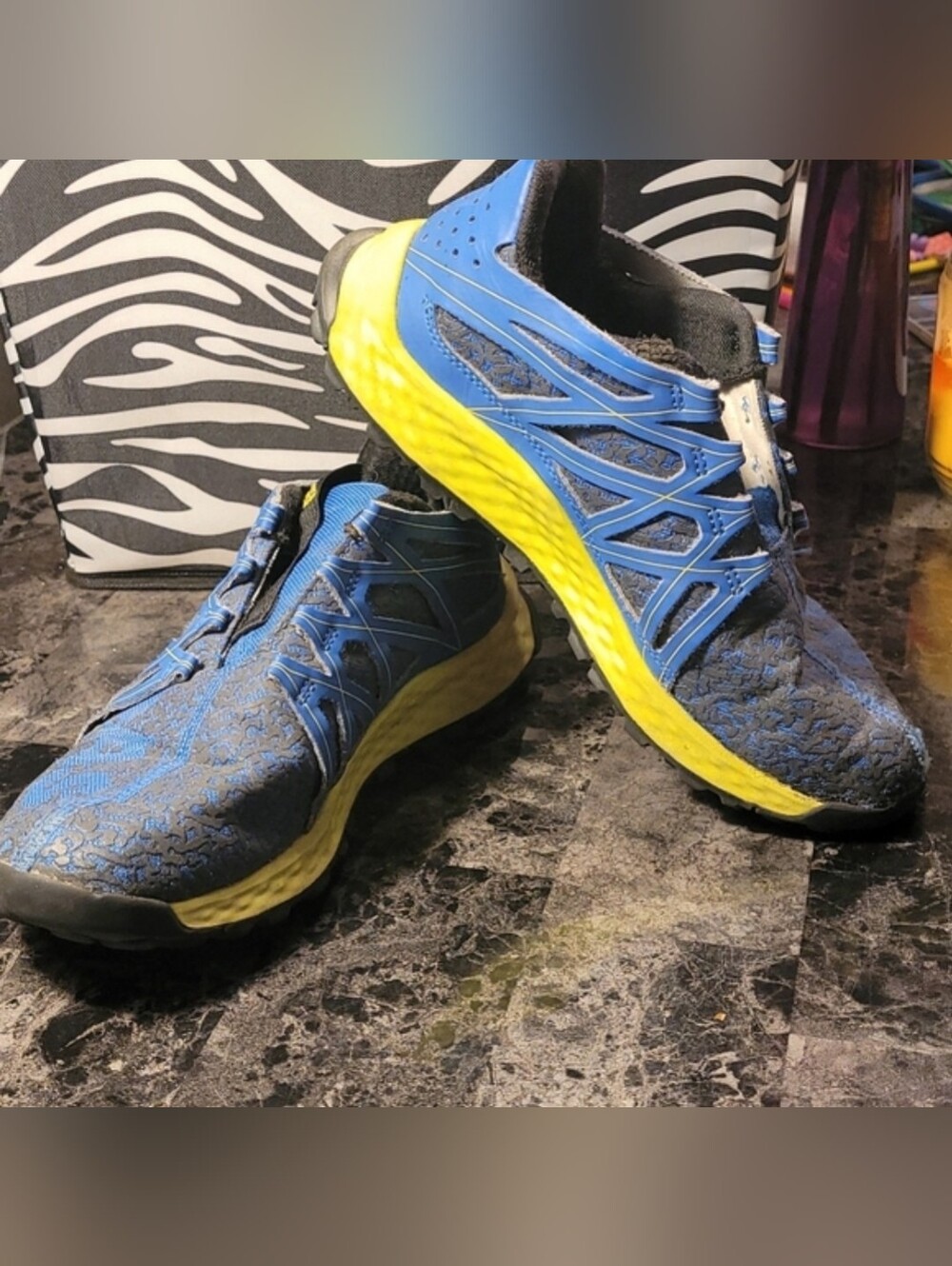 Adidas Boys 4 Lace up athletic gym shoes Sneakers blue green